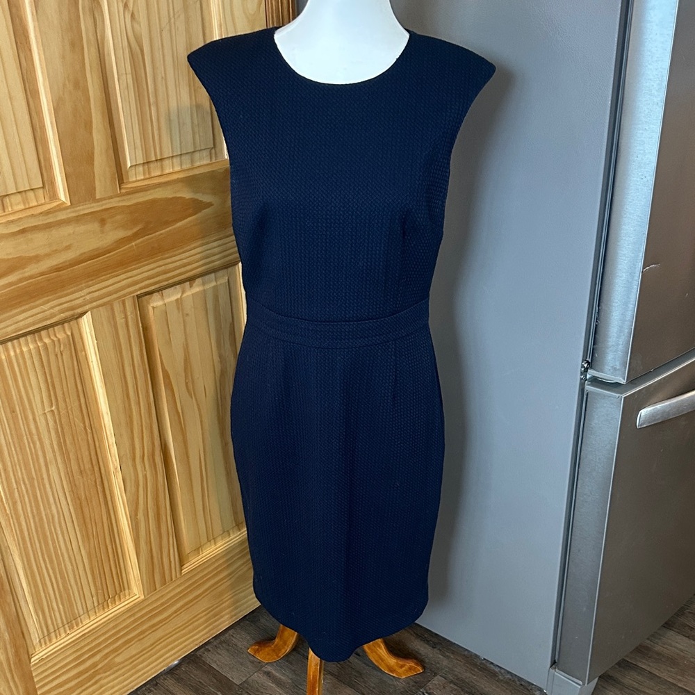 Brooks Brothers Navy Textured Sheath Dress